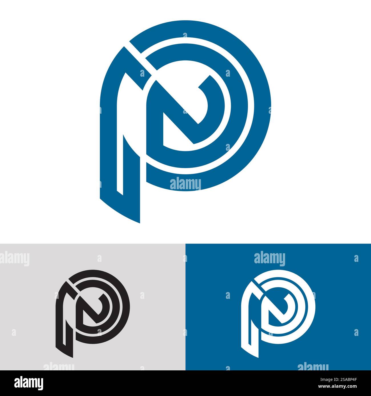 Lettres de l'alphabet monogramme logo PN, NP, P et N, design élégant et professionnel de lettre icône Illustration de Vecteur