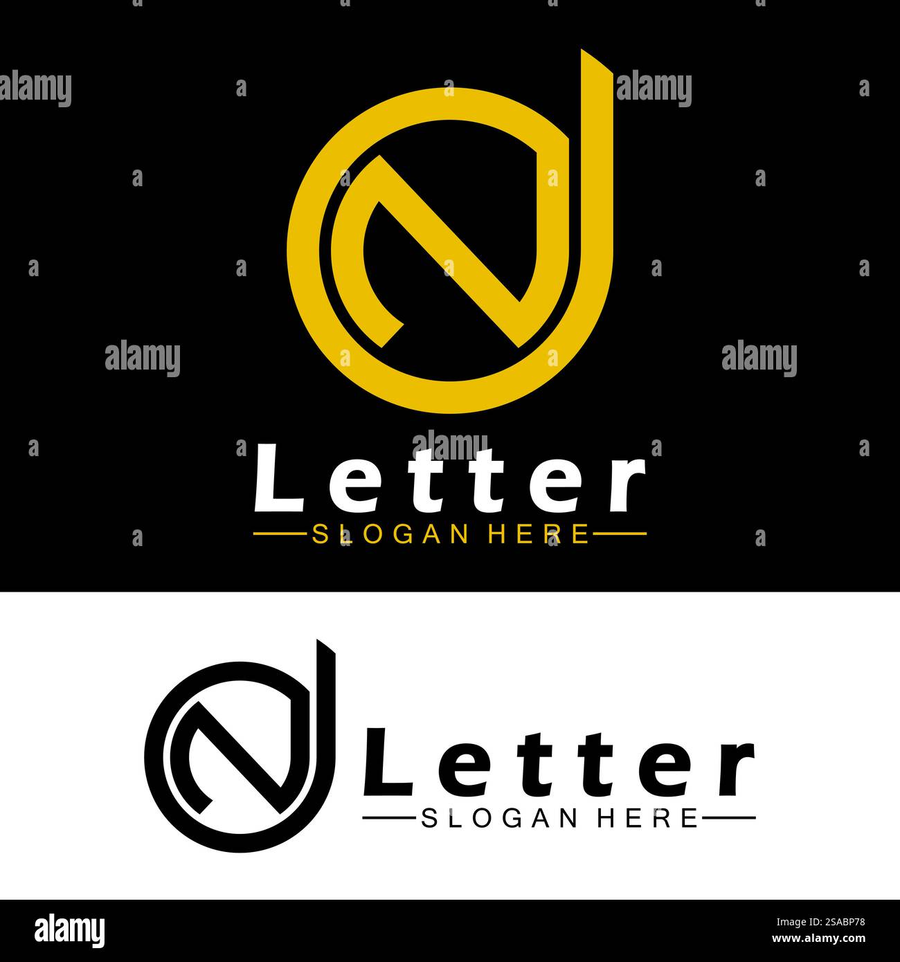 Lettres de l'alphabet monogramme logo DN, ND, d et N, design élégant et professionnel de lettre icône Illustration de Vecteur