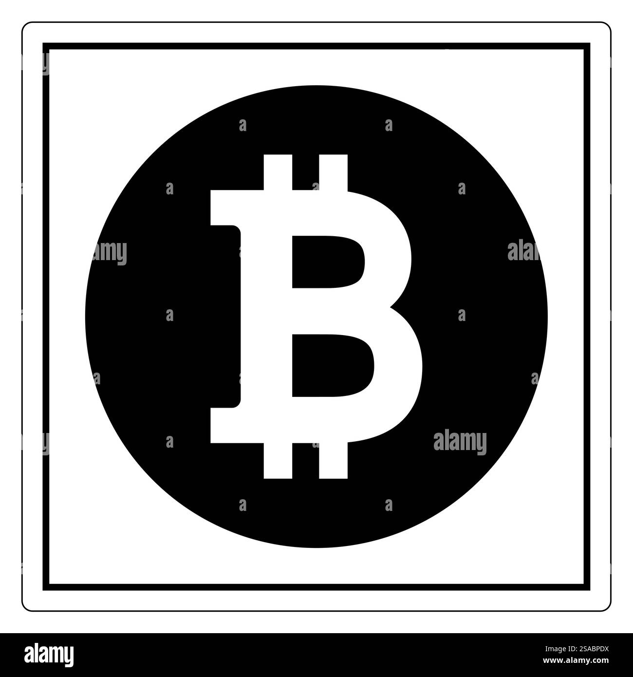 Une icône de symbole Bitcoin élégante et moderne affichée sur un fond de cercle noir, représentant la crypto-monnaie et la finance numérique, adaptée à divers projets de conception. Illustration de Vecteur