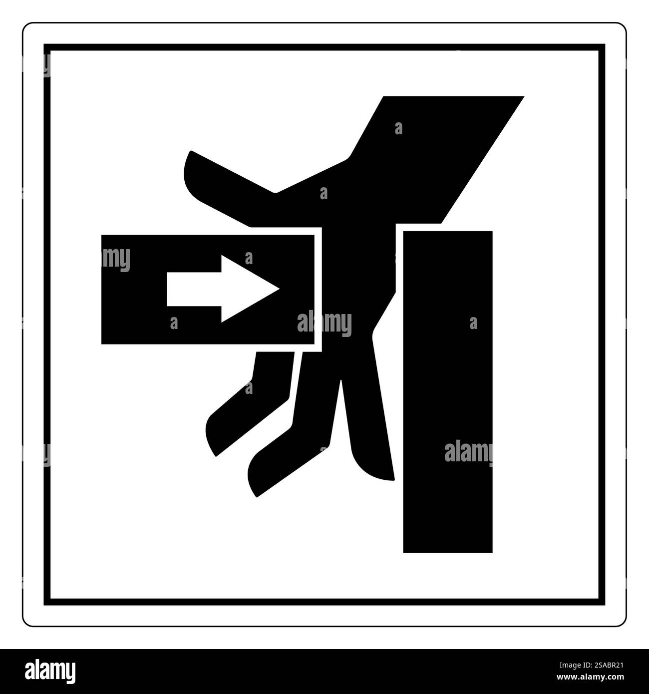 Panneau graphique représentant une main atteignant avec une flèche indiquant la direction, le mouvement ou l'action de transport. Convient à des fins pédagogiques ou informatives dans divers environnements. Illustration de Vecteur