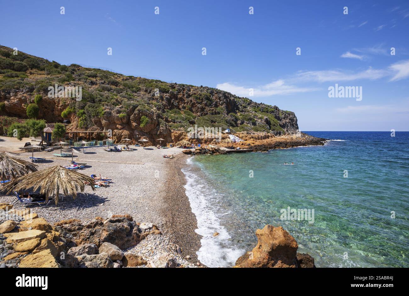Afrata Beach, Afrata, péninsule de Rodopou, Kolymbari, Crète occidentale, Crète, Grèce, Europe Banque D'Images