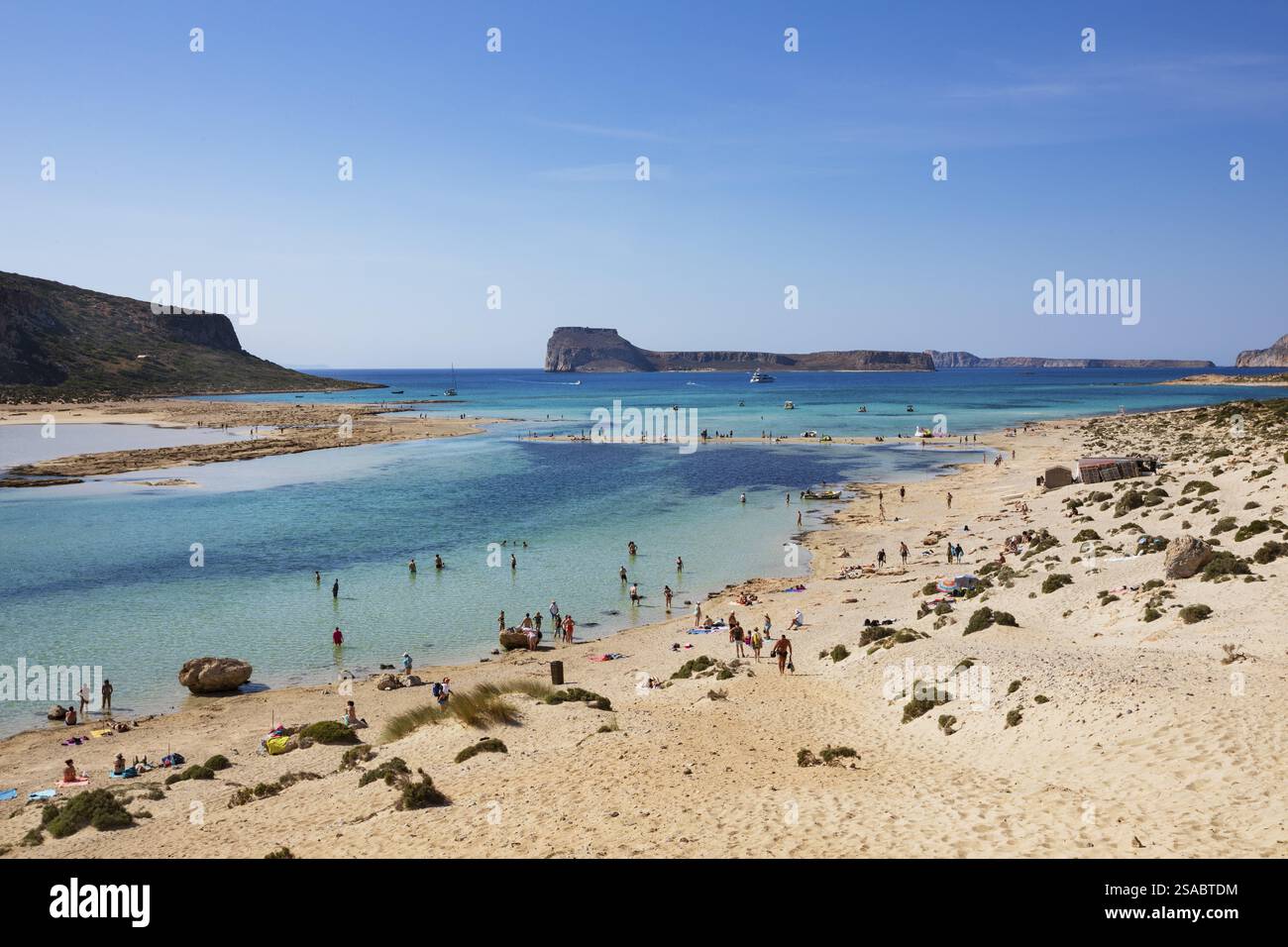 Plage et baie de Balos, péninsule de Gramvousa, Kolimbari, Crète occidentale, Crète, Grèce, Europe Banque D'Images