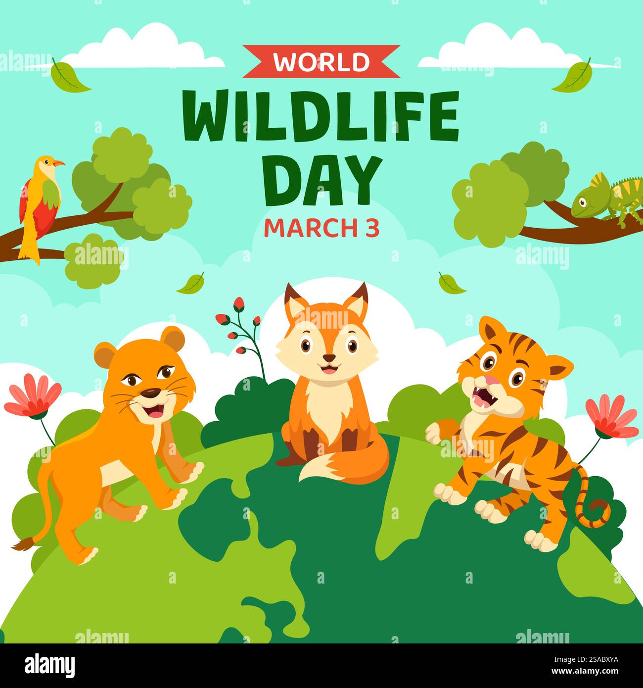 Wildlife Day social Media Illustration Flat Cartoon Hand Drawn Templates Background Illustration de Vecteur Wildlife Day social Media Illustration Flat Cartoon Hand Drawn Templates Background Illustration de Vecteur