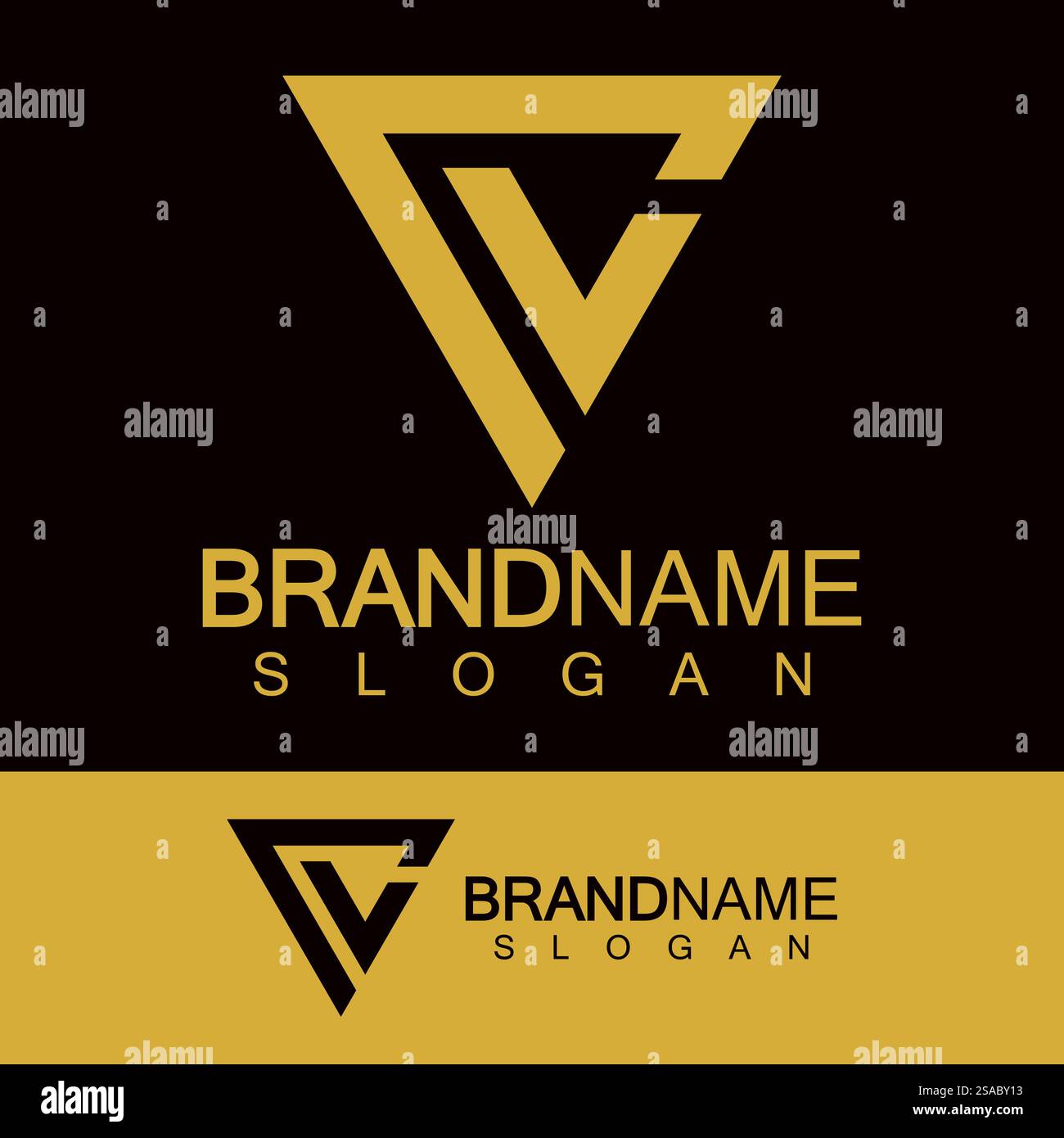 Lettre créative CV ou logo VC monogramme en forme de triangle inversé. Illustration de Vecteur