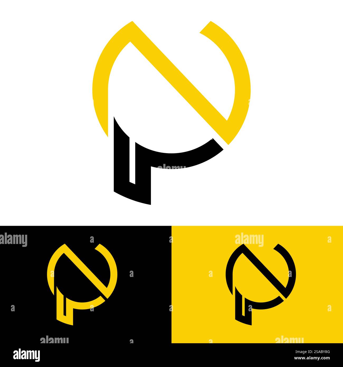 Lettres de l'alphabet monogramme logo PN, NP, P et N, design élégant et professionnel de lettre icône Illustration de Vecteur
