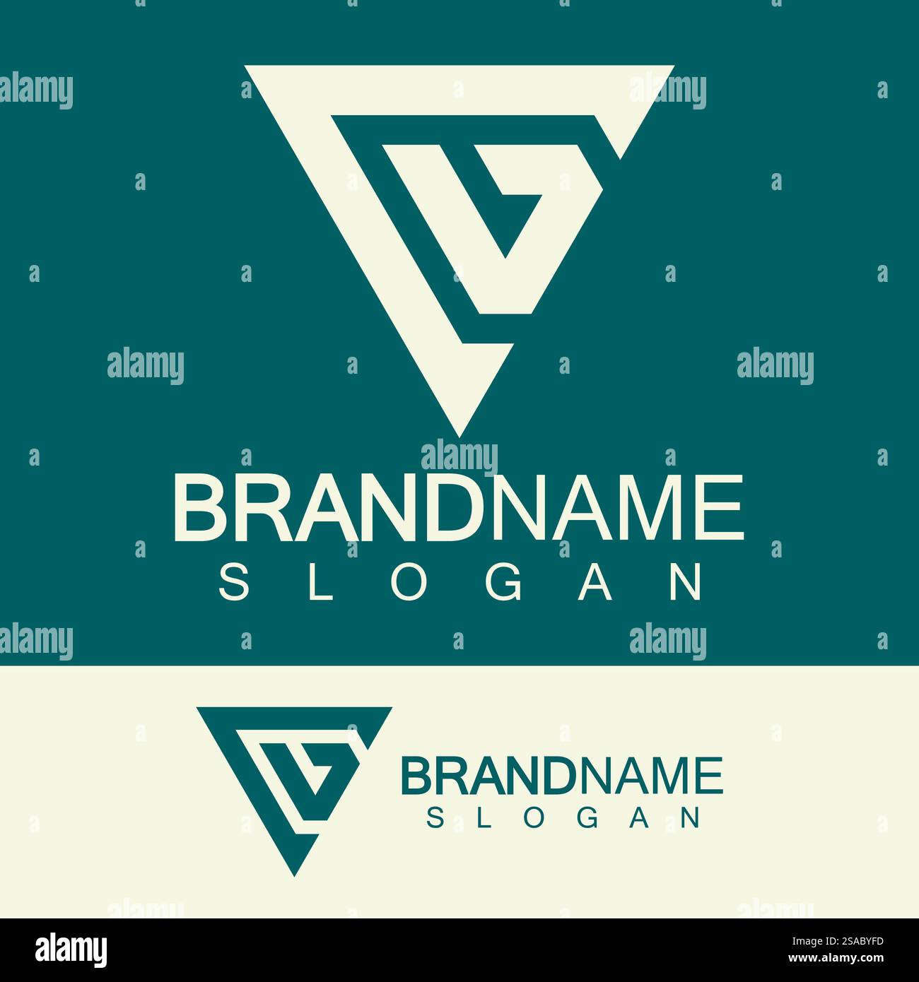 Lettre créative CV ou logo VC monogramme en forme de triangle inversé. Illustration de Vecteur
