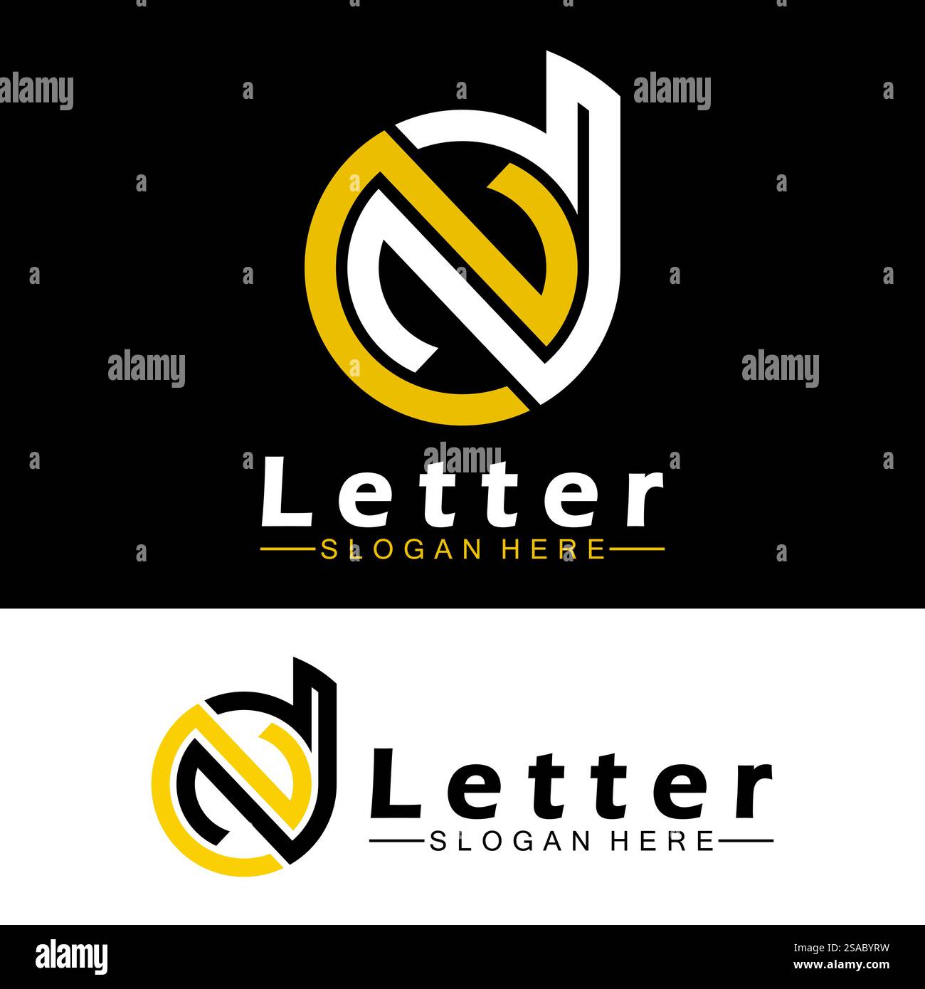 Lettres de l'alphabet monogramme logo DN, ND, d et N, design élégant et professionnel de lettre icône Illustration de Vecteur