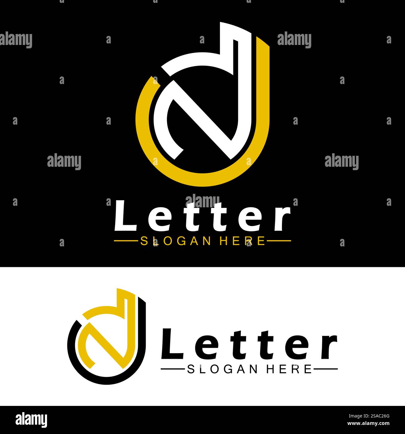 Lettres de l'alphabet monogramme logo DN, ND, d et N, design élégant et professionnel de lettre icône Illustration de Vecteur