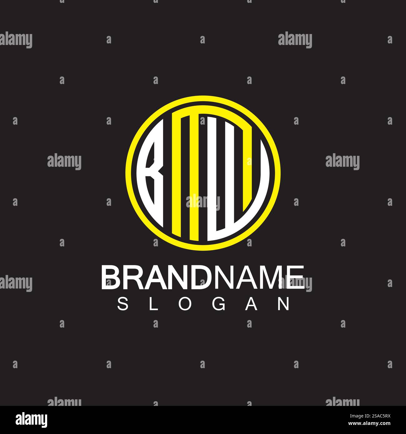 Modèle de conception de logo de lettre BMW isolé sur fond noir Illustration de Vecteur