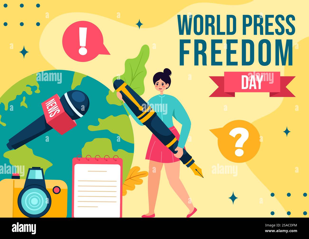 Presse Freedom Day social Media arrière-plan plat dessin animé à la main modèles Illustration Illustration de Vecteur