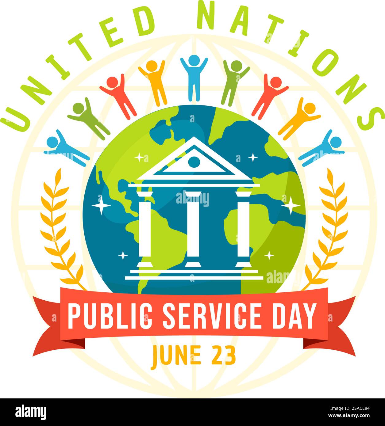 Journée des Nations Unies pour la fonction publique illustration vectorielle avec des publications services à la communauté dans le processus de développement en fond de caricature plate Illustration de Vecteur