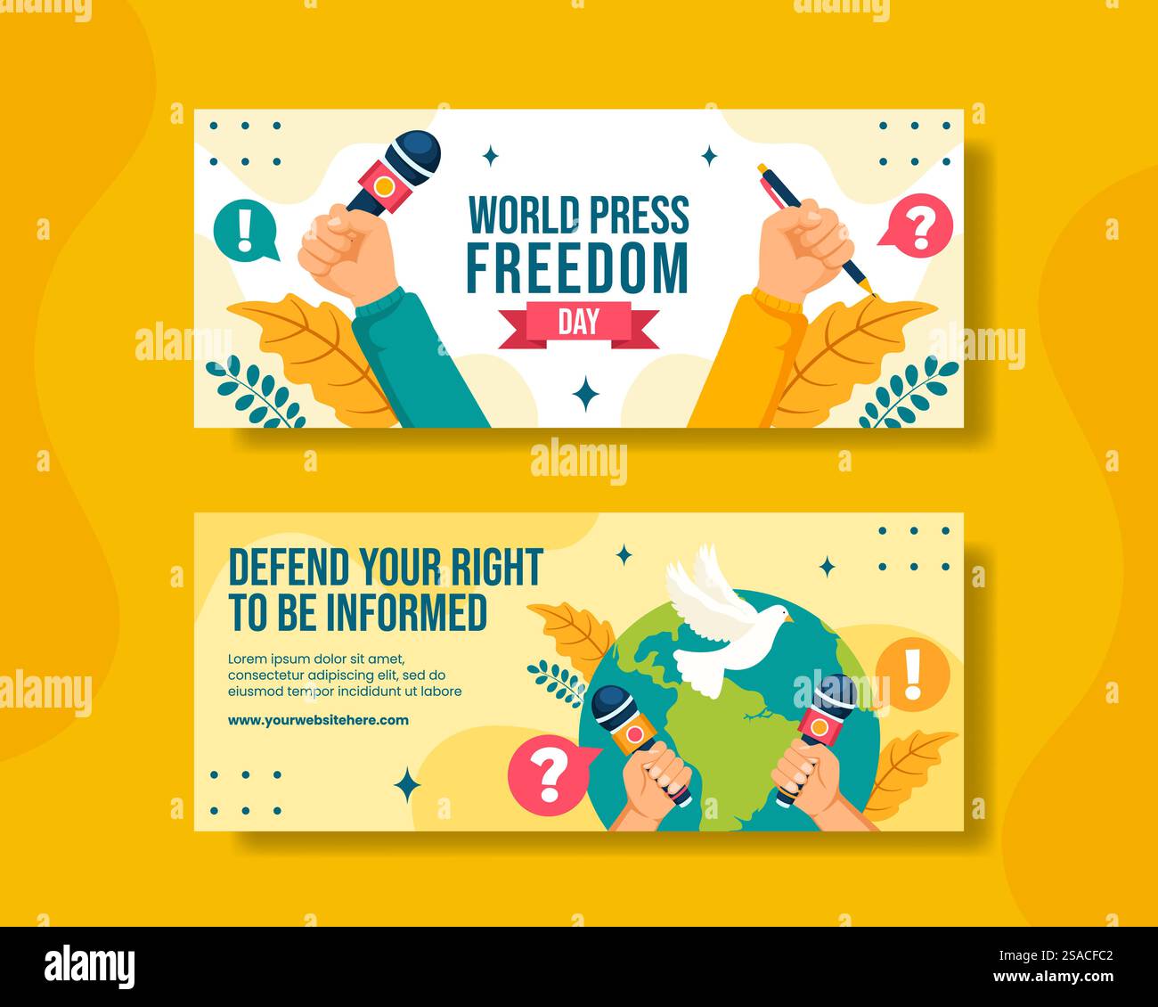 Appuyez sur Freedom Day horizontal Banner Flat Cartoon Hand Drawn Templates Illustration de fond Illustration de Vecteur