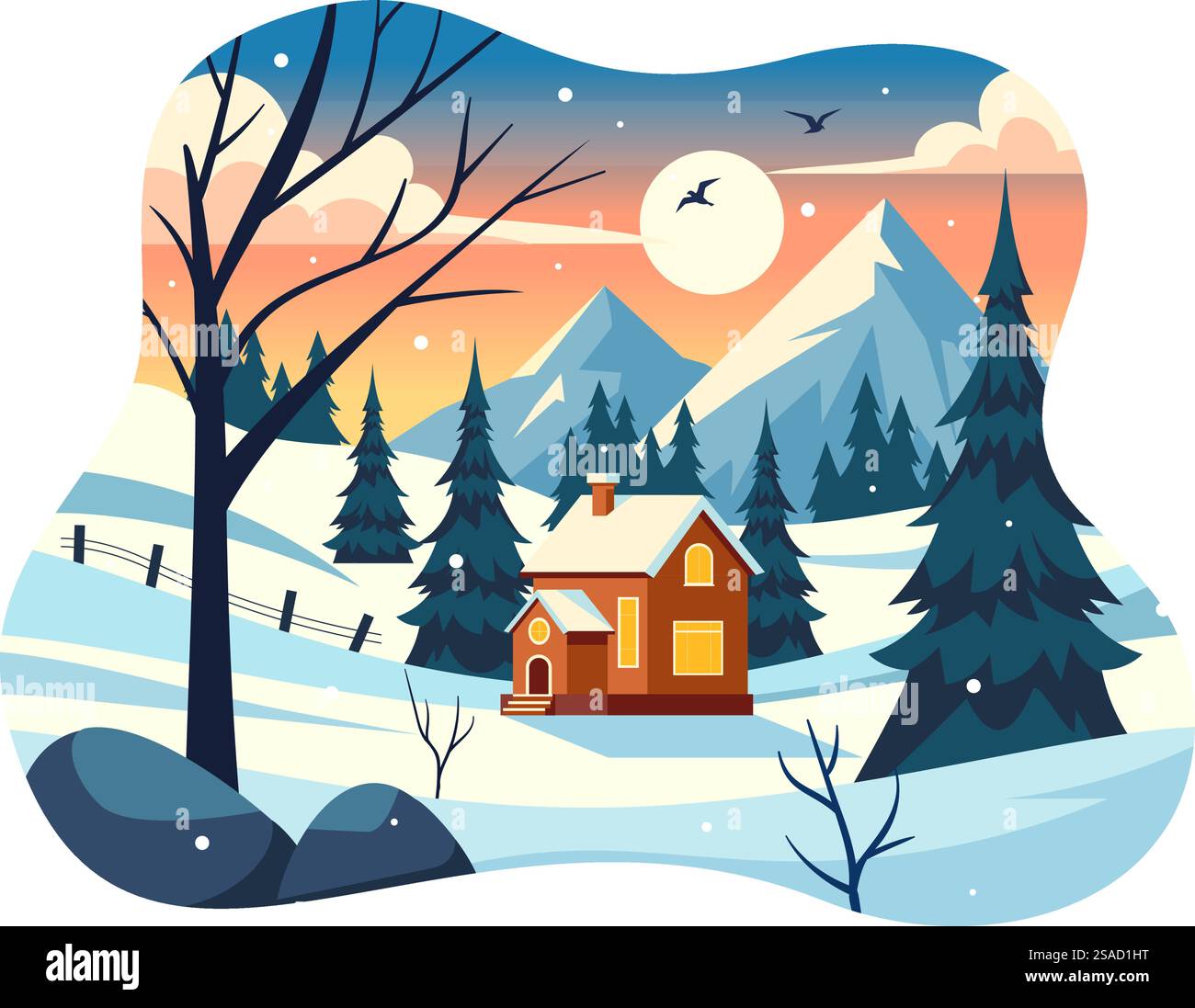 Charmant village d'hiver illustration vectorielle mettant en vedette des maisons confortables dans un paysage pittoresque de montagne enneigée, avec un cadre naturel serein en arrière-plan Illustration de Vecteur Charmant village d'hiver illustration vectorielle mettant en vedette des maisons confortables dans un paysage pittoresque de montagne enneigée, avec un cadre naturel serein en arrière-plan Illustration de Vecteur