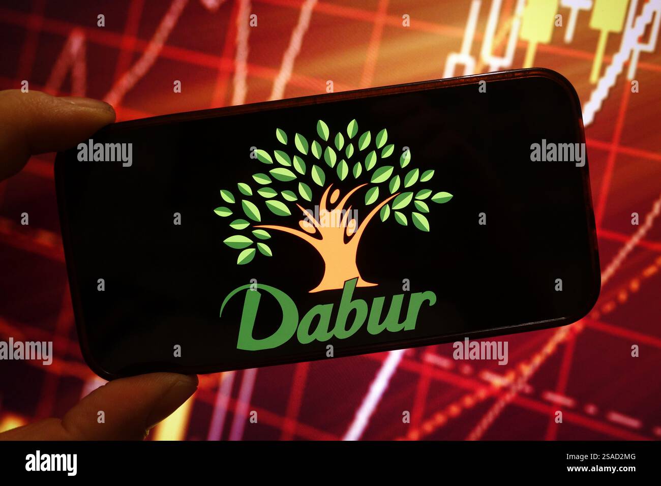 Dans cette illustration photo, le logo de la société Dabur Ltd est affiché sur un écran de smartphone. Banque D'Images Dans cette illustration photo, le logo de la société Dabur Ltd est affiché sur un écran de smartphone. Banque D'Images
