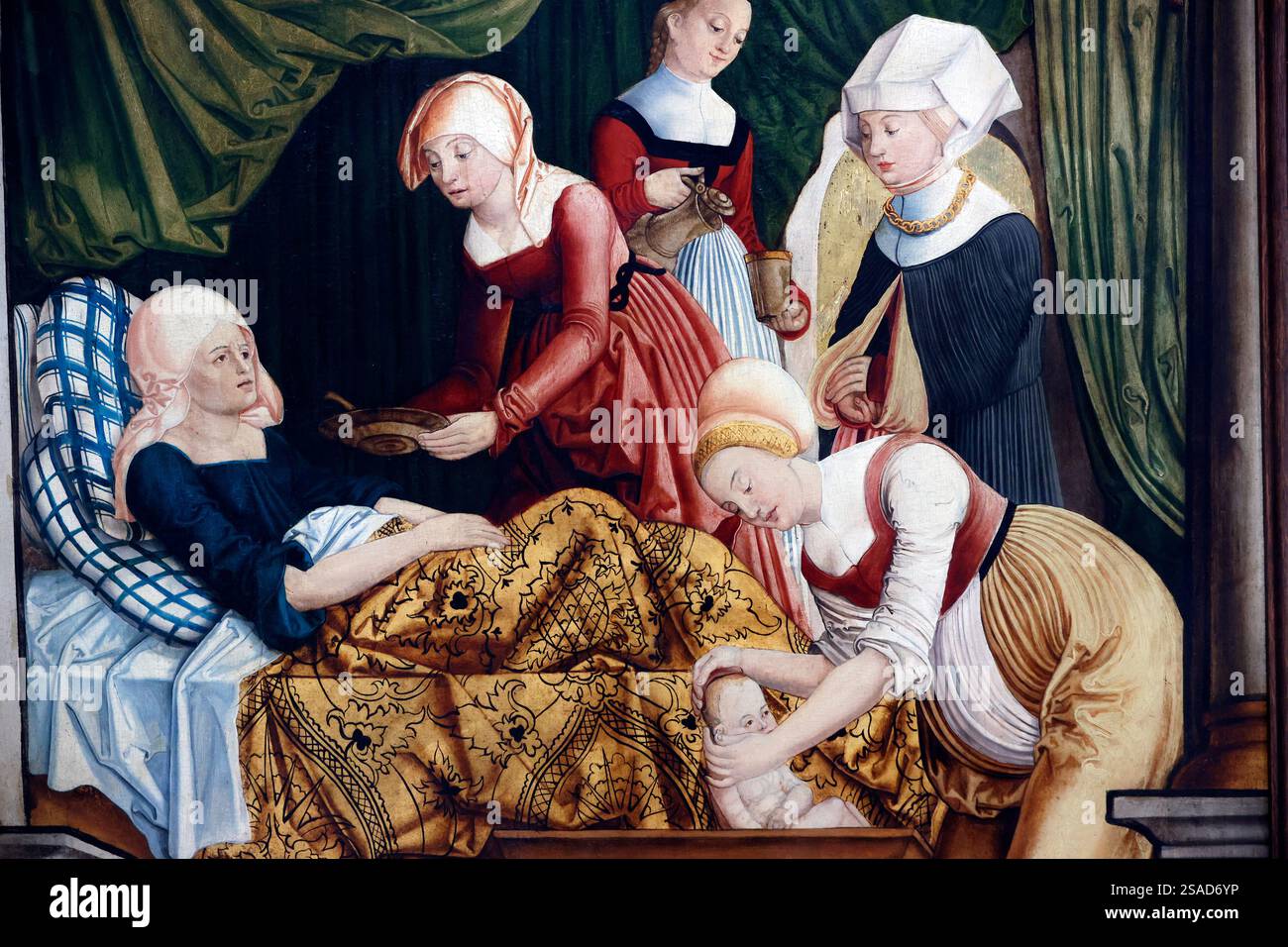 Musée Germanisches. Église notre-Dame avec des scènes de la vie de la Vierge. Naissance de Marie. Barthel BEHAM (1502-1540) ; Nuremberg. Allemagne. Banque D'Images