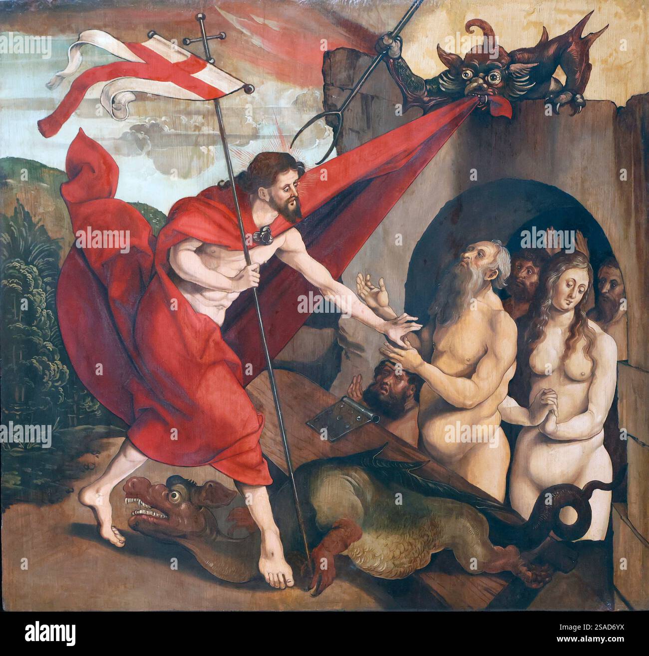 Musée Germanisches. Christ dans les limbes. Panneau de peinture de l'église dominicaine de Nuremberg. xvie siècle. Nuremberg. Allemagne. Banque D'Images