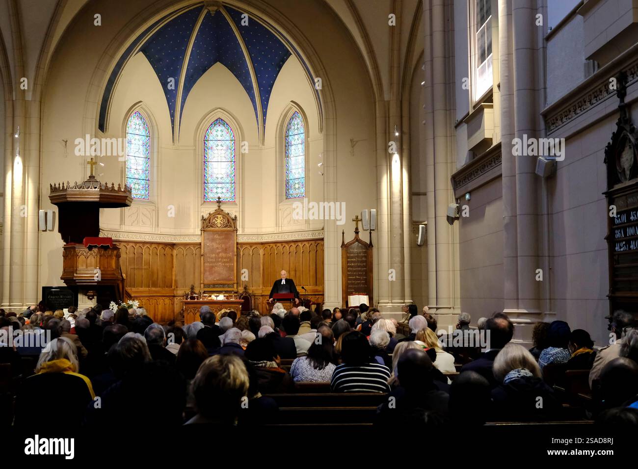 Temple protestant de l'Etoile. Culte du dimanche. Paris. France. Banque D'Images