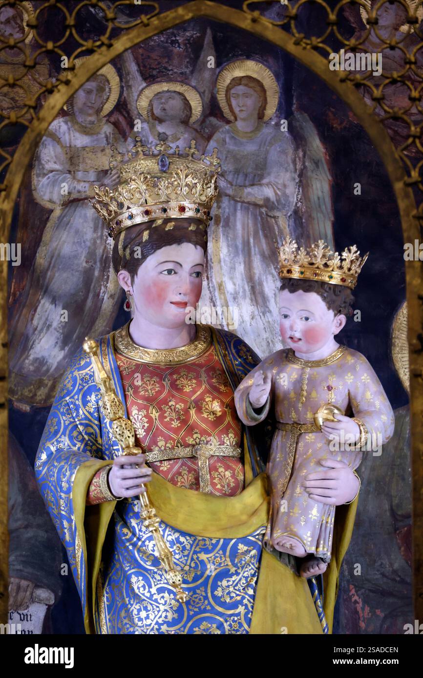 Basilique Saint Antoine de Padoue. Vierge Marie et enfant. Chapelle de la Vierge noire. Padoue. Italie. Banque D'Images