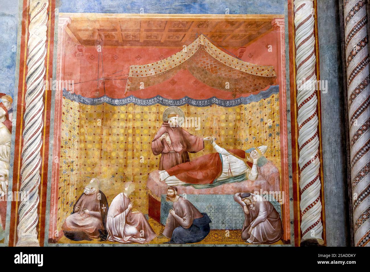 Basilique Saint François d'assise, Ombrie, Italie. Église supérieure. La légende de Saint François, attribuée à Giotto. Rêve du pape Grégoire IX Banque D'Images