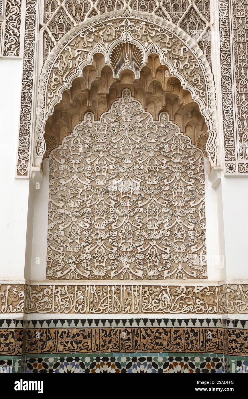 Ben Youssef madrasa (medersa), Marrakech, Maroc Banque D'Images