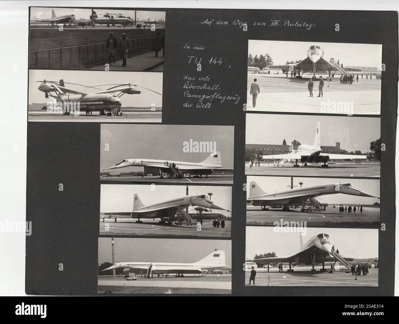 Tupolev tu-144 – Jet supersonique soviétique à l'exposition aéronautique (période de la Guerre froide, années 1970) Banque D'Images