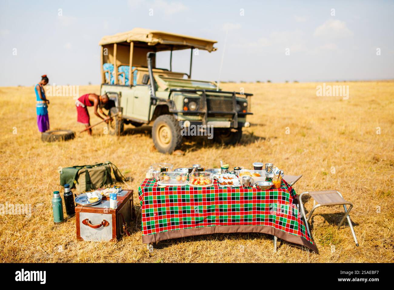 Bush safari de luxe petit-déjeuner en Afrique Kenya Banque D'Images