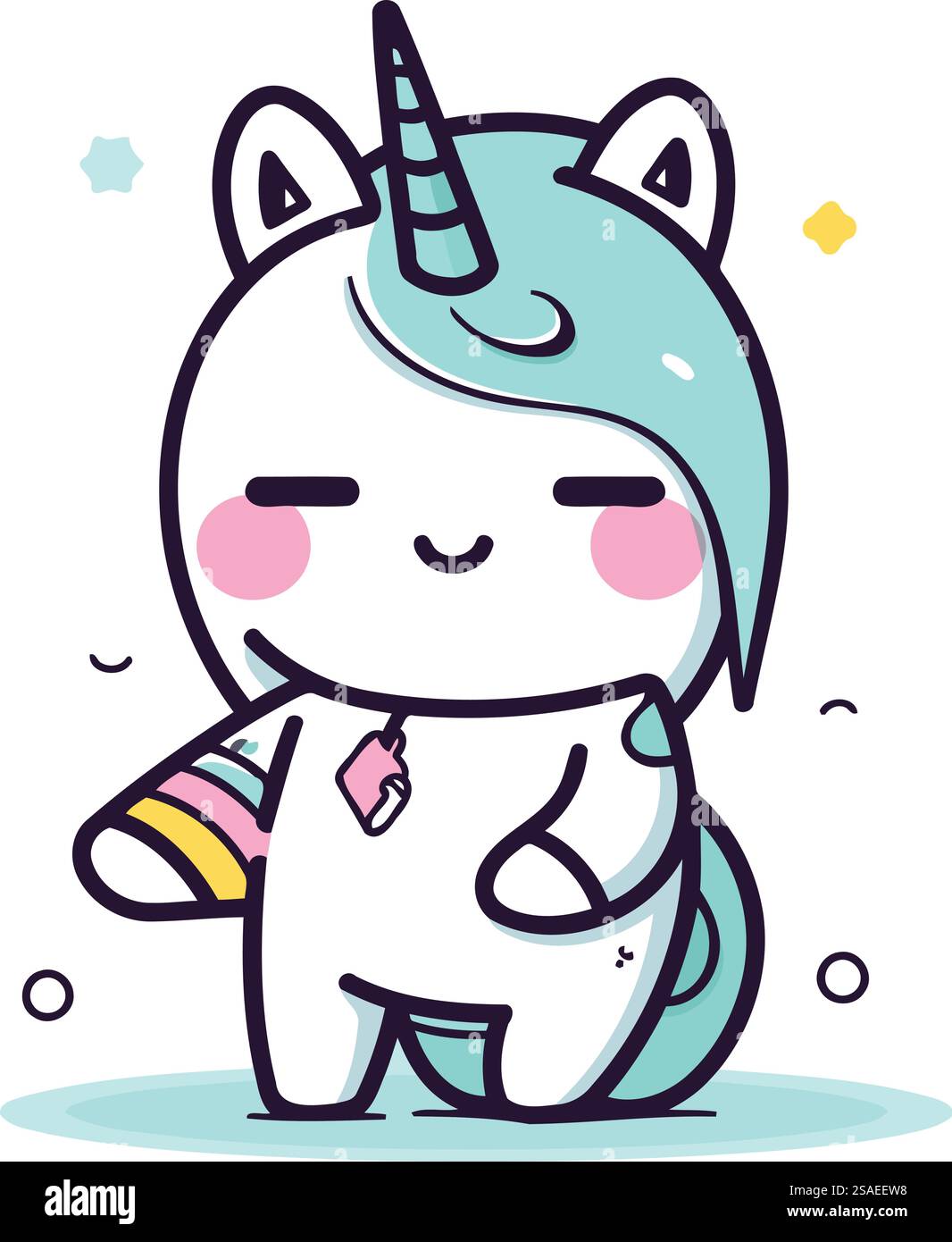 Illustration vectorielle licorne mignonne. Conception de personnage de licorne de dessin animé mignon. Illustration de Vecteur