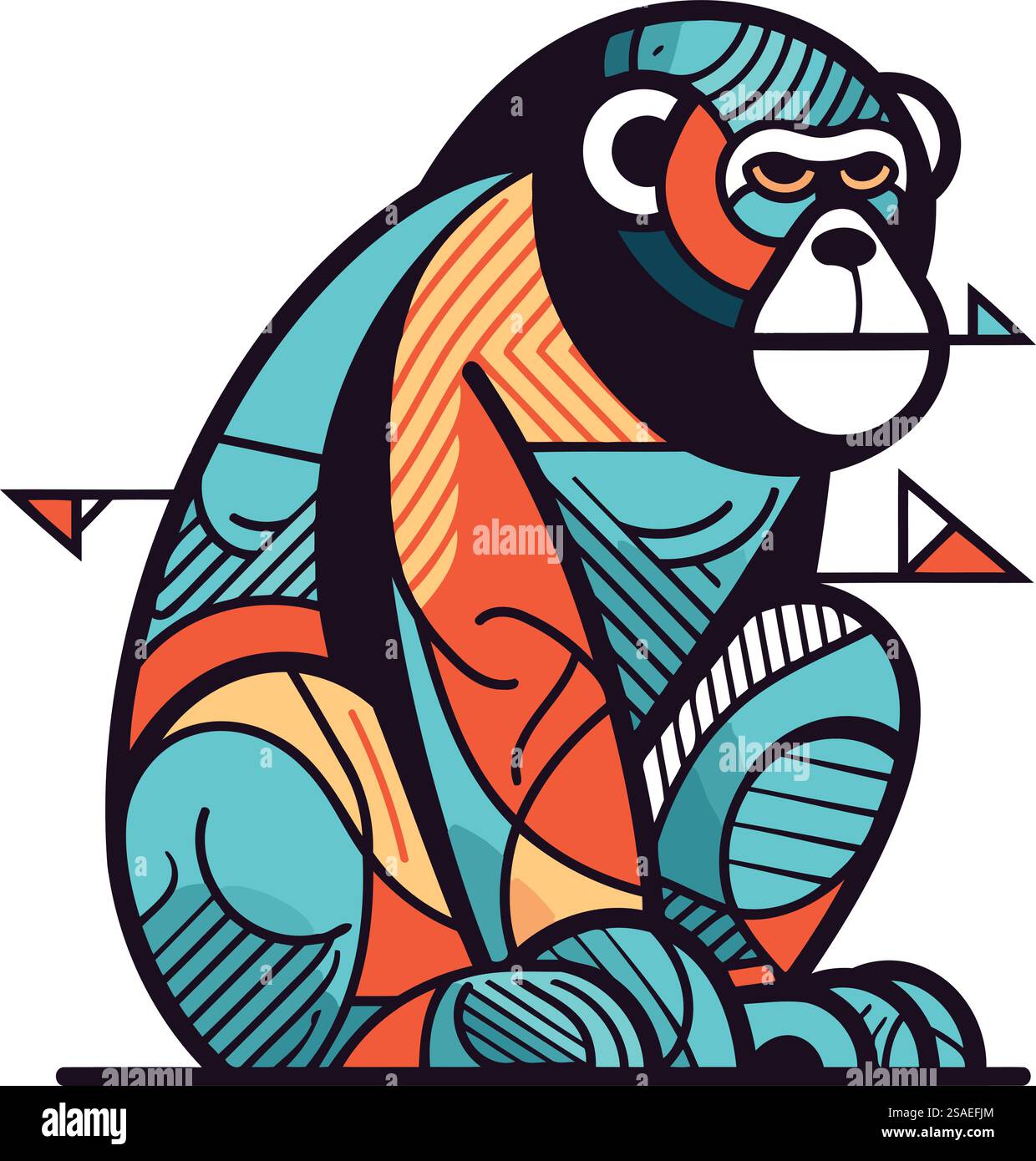 Singe dans le style du vitrail. illustration vectorielle Illustration de Vecteur