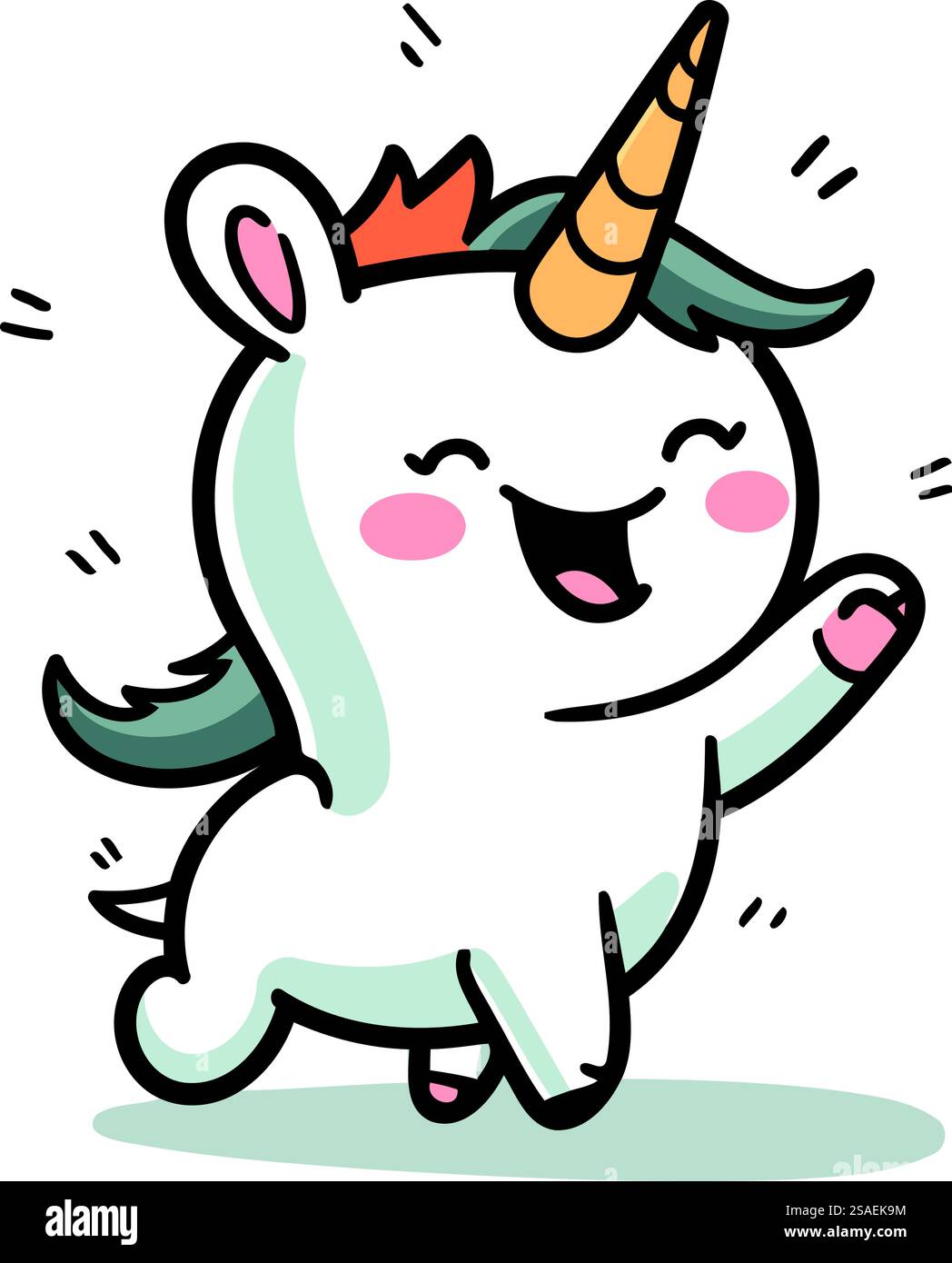 Mignon personnage de dessin animé licorne. Illustration vectorielle. Isolé sur fond blanc. Illustration de Vecteur