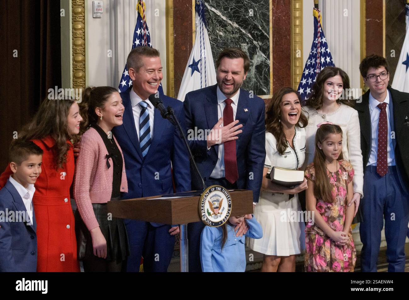 Transportation Secretary Sean Duffy, left, and his wife Rachel Campos