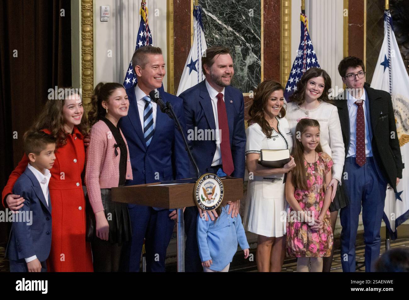Transportation Secretary Sean Duffy, left, and his wife Rachel Campos