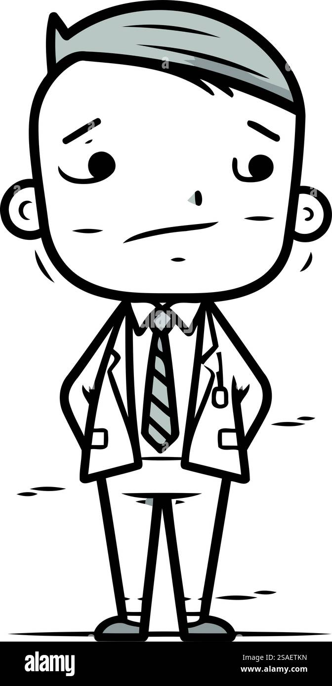 Docteur dessin animé vectoriel noir et blanc Illustration d'un personnage de docteur Illustration de Vecteur