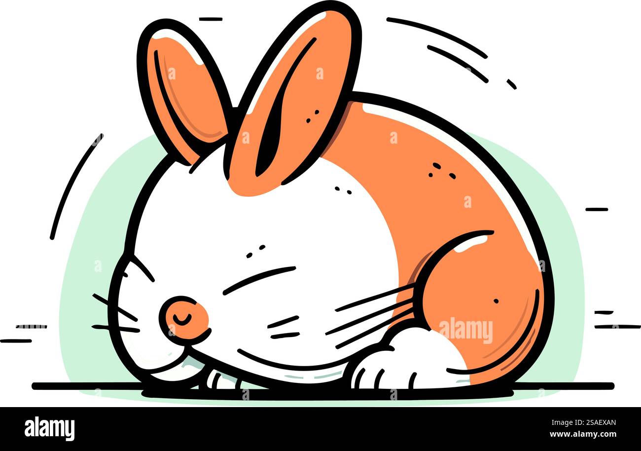Mignon lapin de dessin animé. Illustration vectorielle dans le style doodle. Illustration de Vecteur