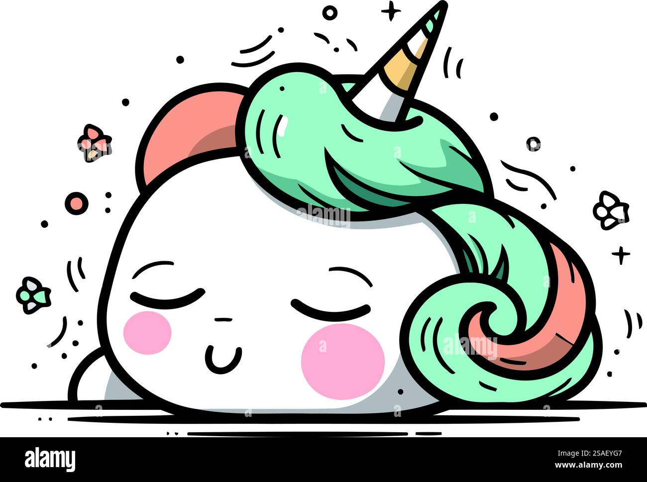 Jolie licorne. Illustration vectorielle dans le style doodle. Isolé sur fond blanc. Illustration de Vecteur