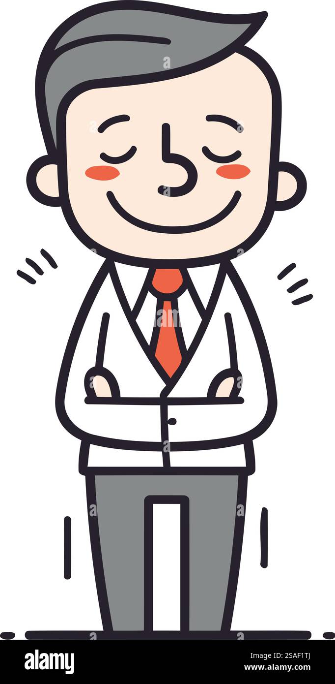 Personnage de dessin animé homme souriant en costume d'affaires et cravate. Illustration vectorielle. Illustration de Vecteur
