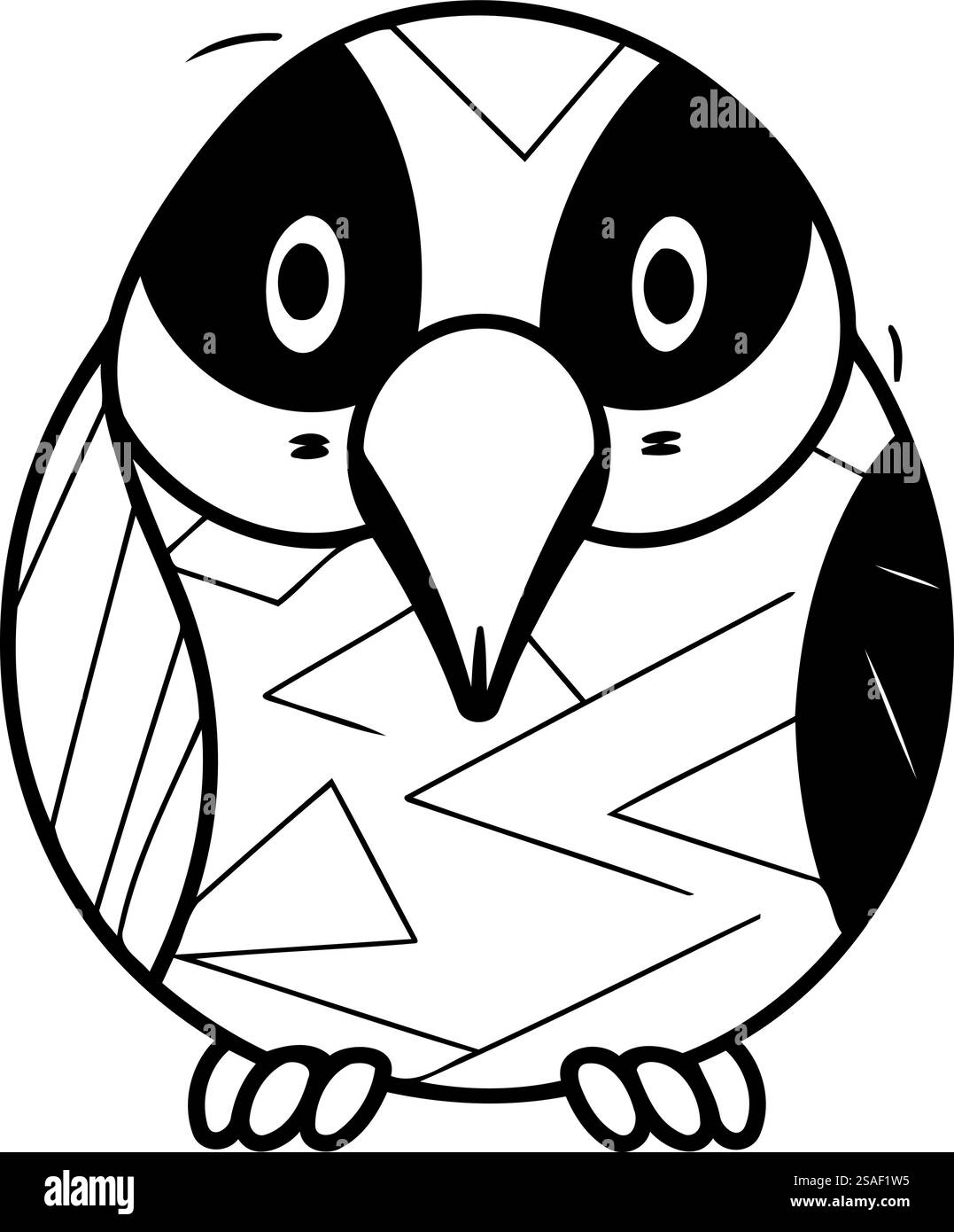 Chouette de dessin animé mignon. Illustration vectorielle en noir et blanc pour livre de coloriage. Illustration de Vecteur