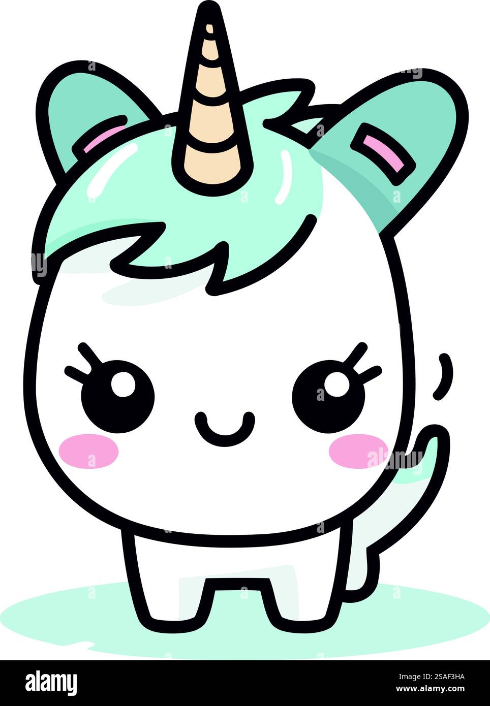 Illustration vectorielle licorne mignonne. Conception de personnage de licorne de dessin animé mignon. Illustration de Vecteur