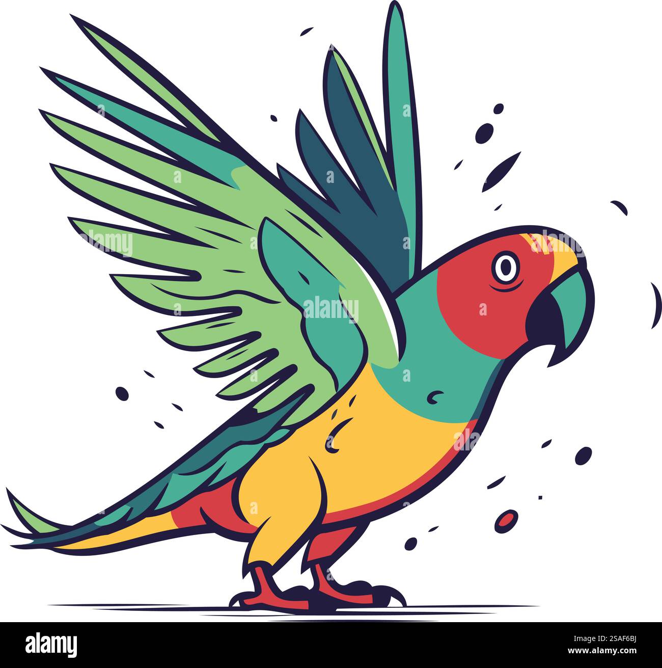 Illustration vectorielle de perroquet. Perroquet coloré sur fond blanc. Illustration de Vecteur