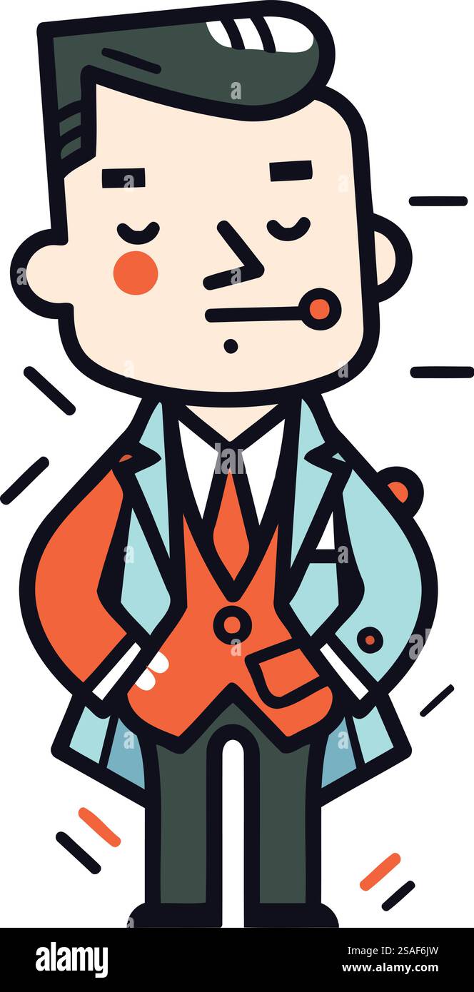 Personnage de dessin animé d'un homme dans un costume. Illustration vectorielle. Illustration de Vecteur