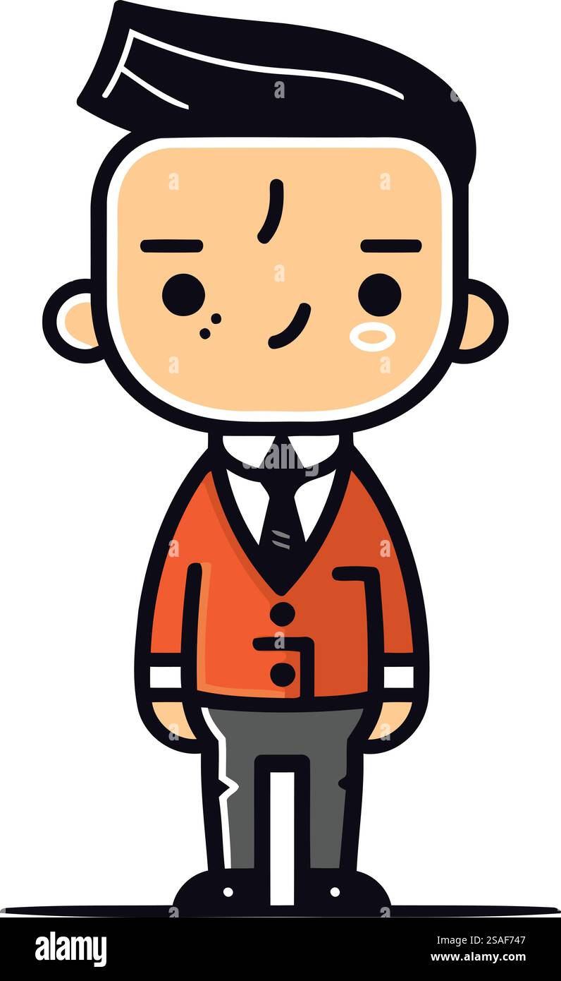 Mignon homme de bande dessinée en costume et noeud papillon. Illustration vectorielle. Illustration de Vecteur