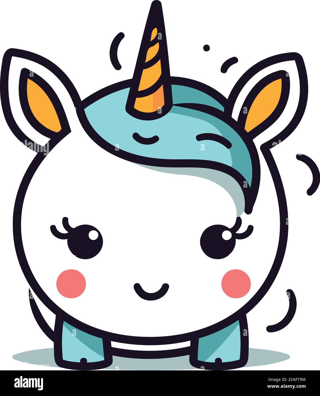 Illustration vectorielle de personnage de dessin animé licorne mignon. Mignonne licorne doodle. Illustration de Vecteur