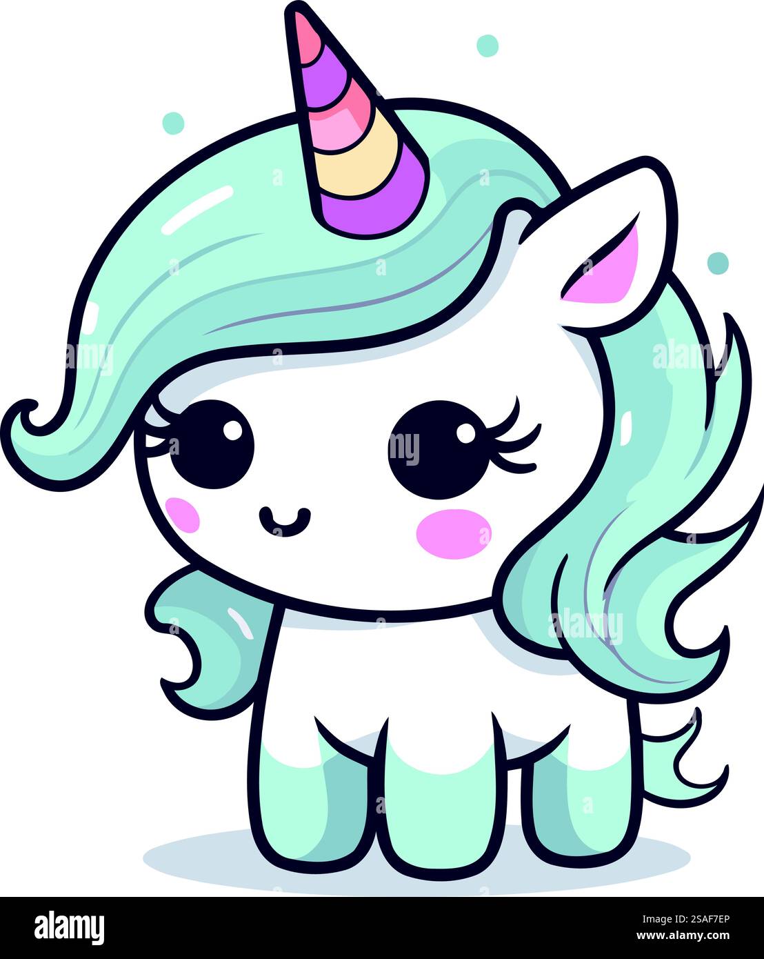 Mignon dessin animé de licorne isolé sur fond blanc. Illustration vectorielle. Illustration de Vecteur