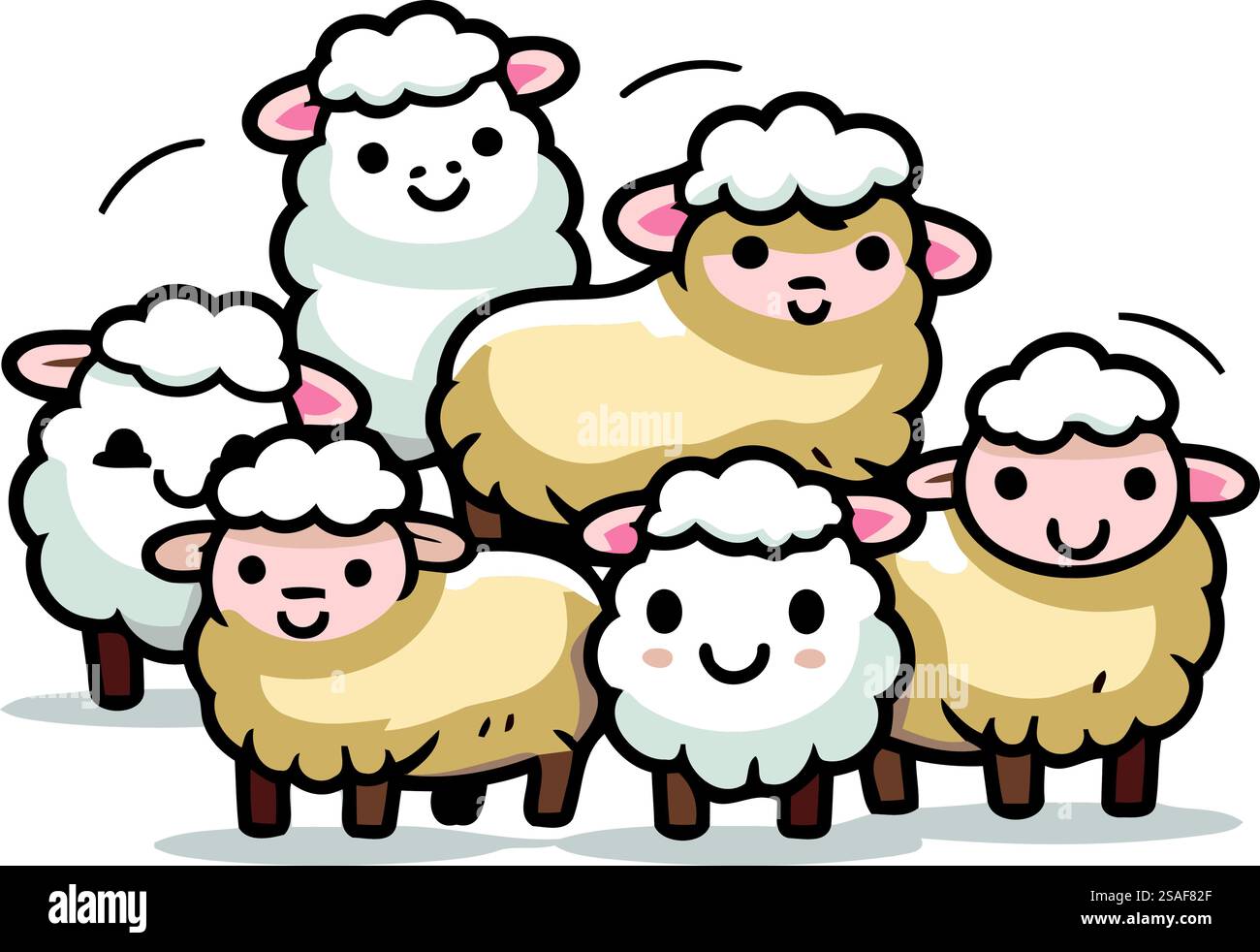 Famille des moutons. Mignons moutons de dessin animé. Illustration vectorielle. Illustration de Vecteur