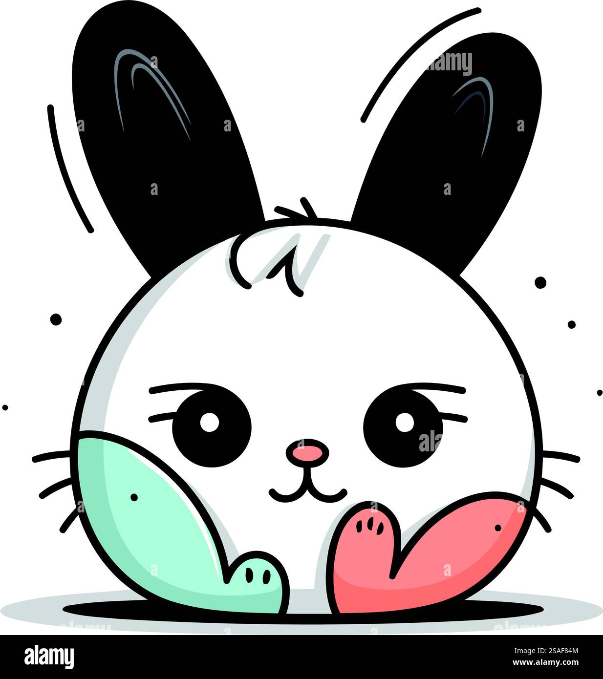 Mignon Rabbit Cartoon Mascot Character Flat Design Vector Illustration Illustration de Vecteur