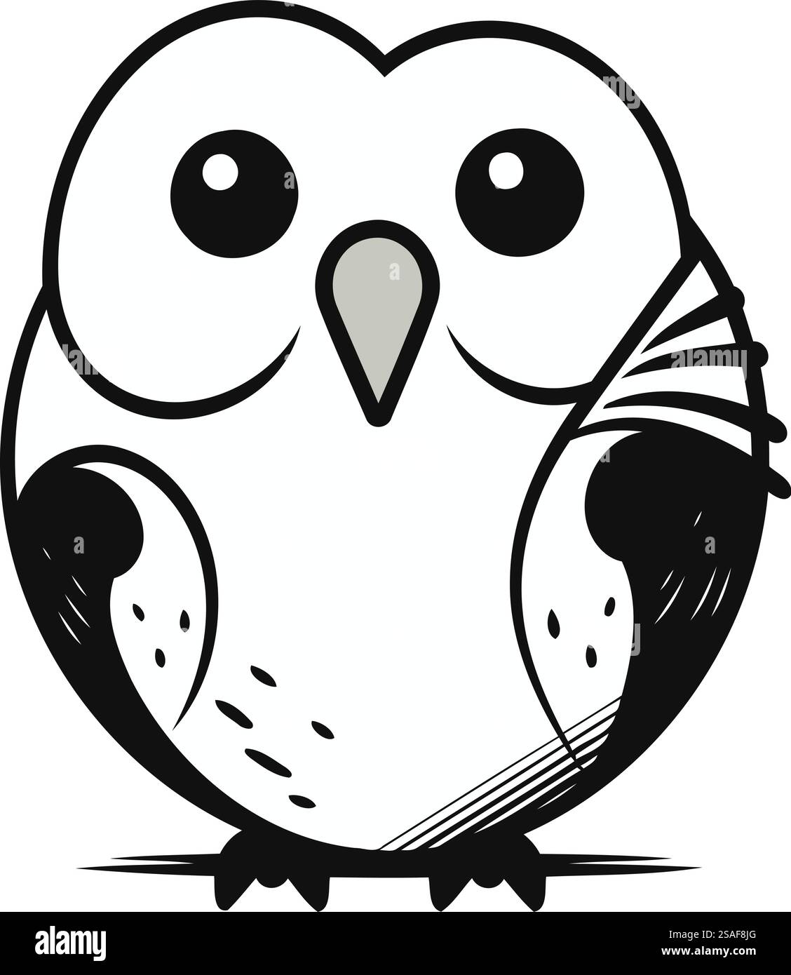 chouette mignon isolé sur fond blanc. illustration vectorielle en noir et blanc Illustration de Vecteur