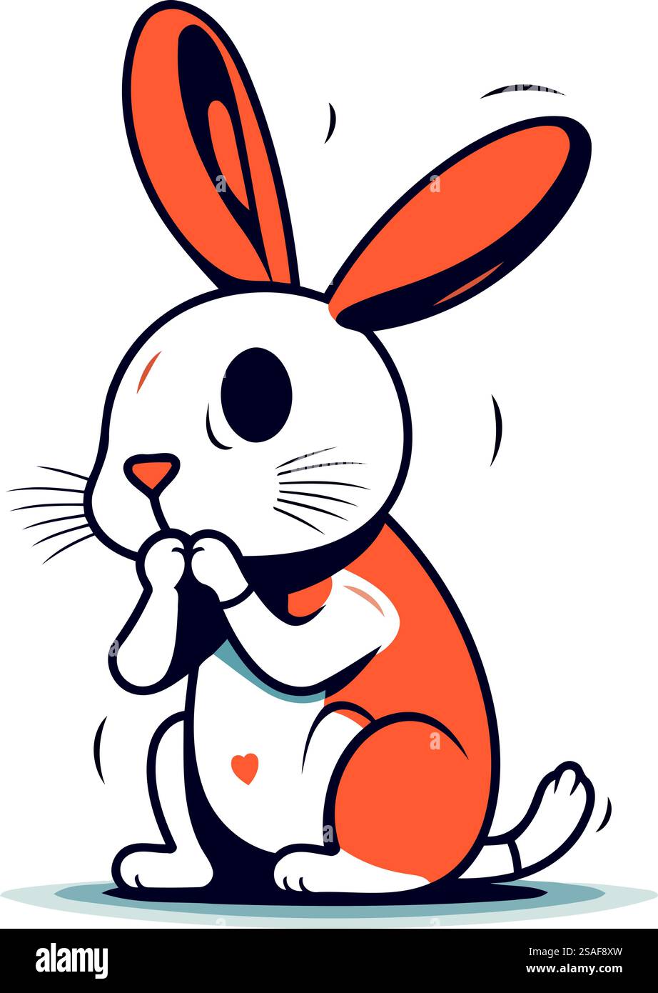 Mignon lapin de dessin animé. Illustration vectorielle isolée sur fond blanc. Illustration de Vecteur