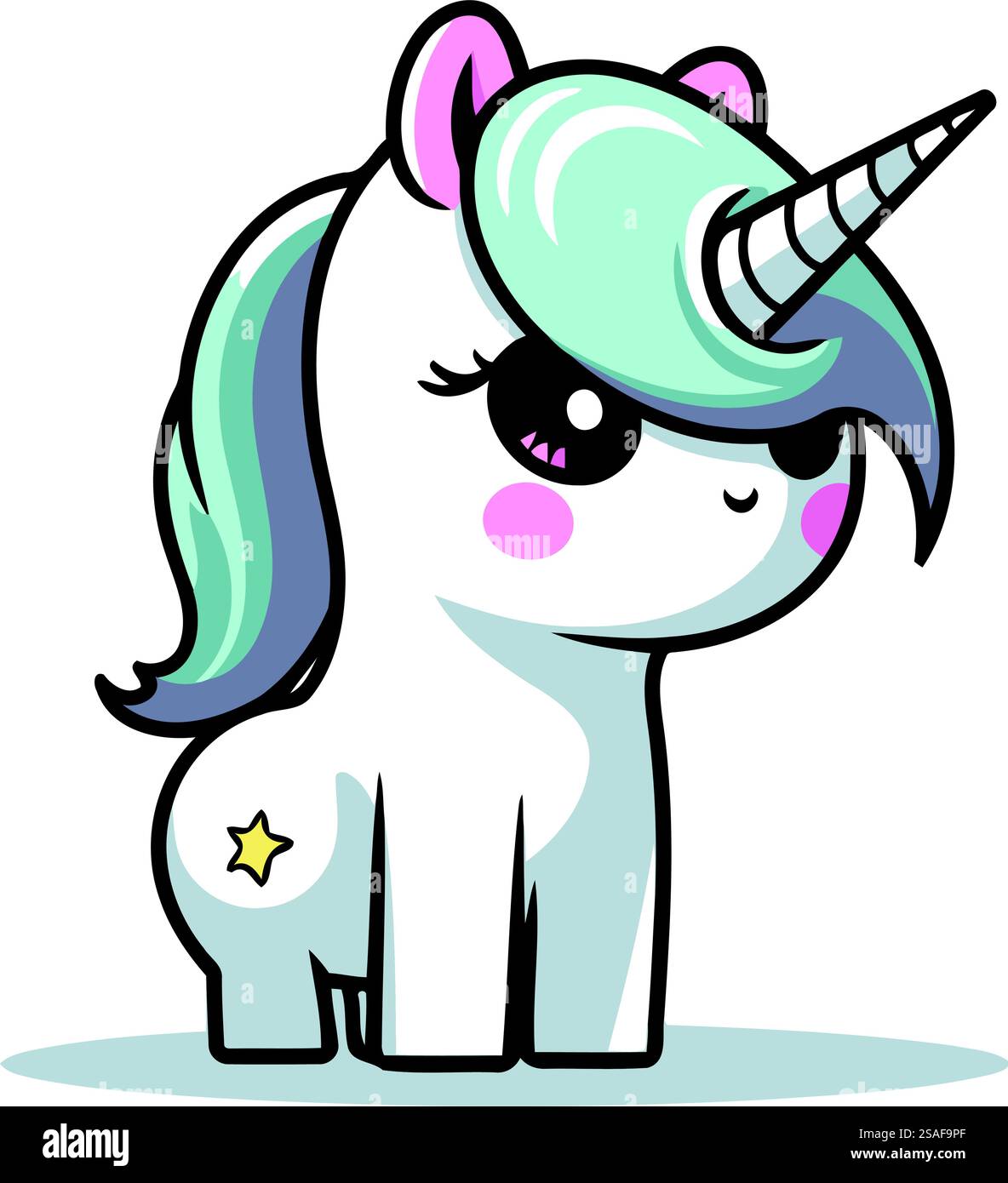 Jolie licorne. Illustration vectorielle. Isolé sur fond blanc. Illustration de Vecteur