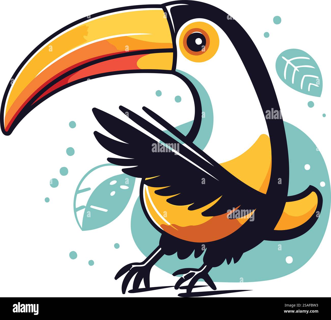 Oiseau toucan. Illustration vectorielle colorée dans un style plat. Illustration de Vecteur