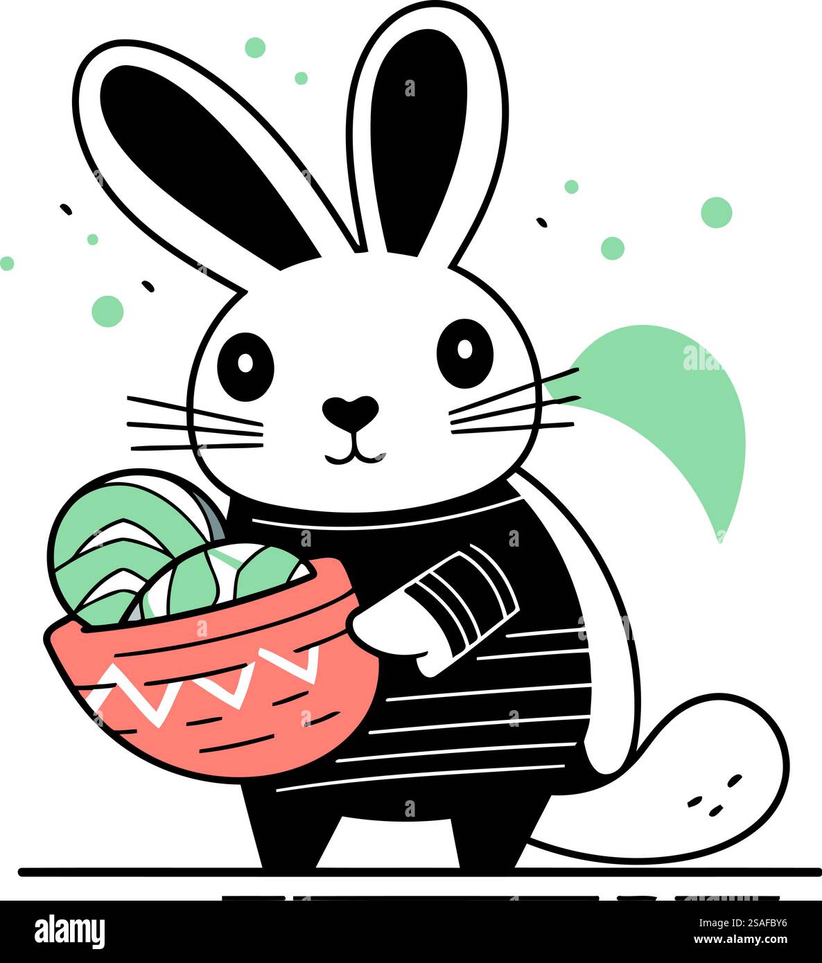 Lapin de Pâques avec panier d'œufs. Illustration vectorielle dans le style plat Illustration de Vecteur