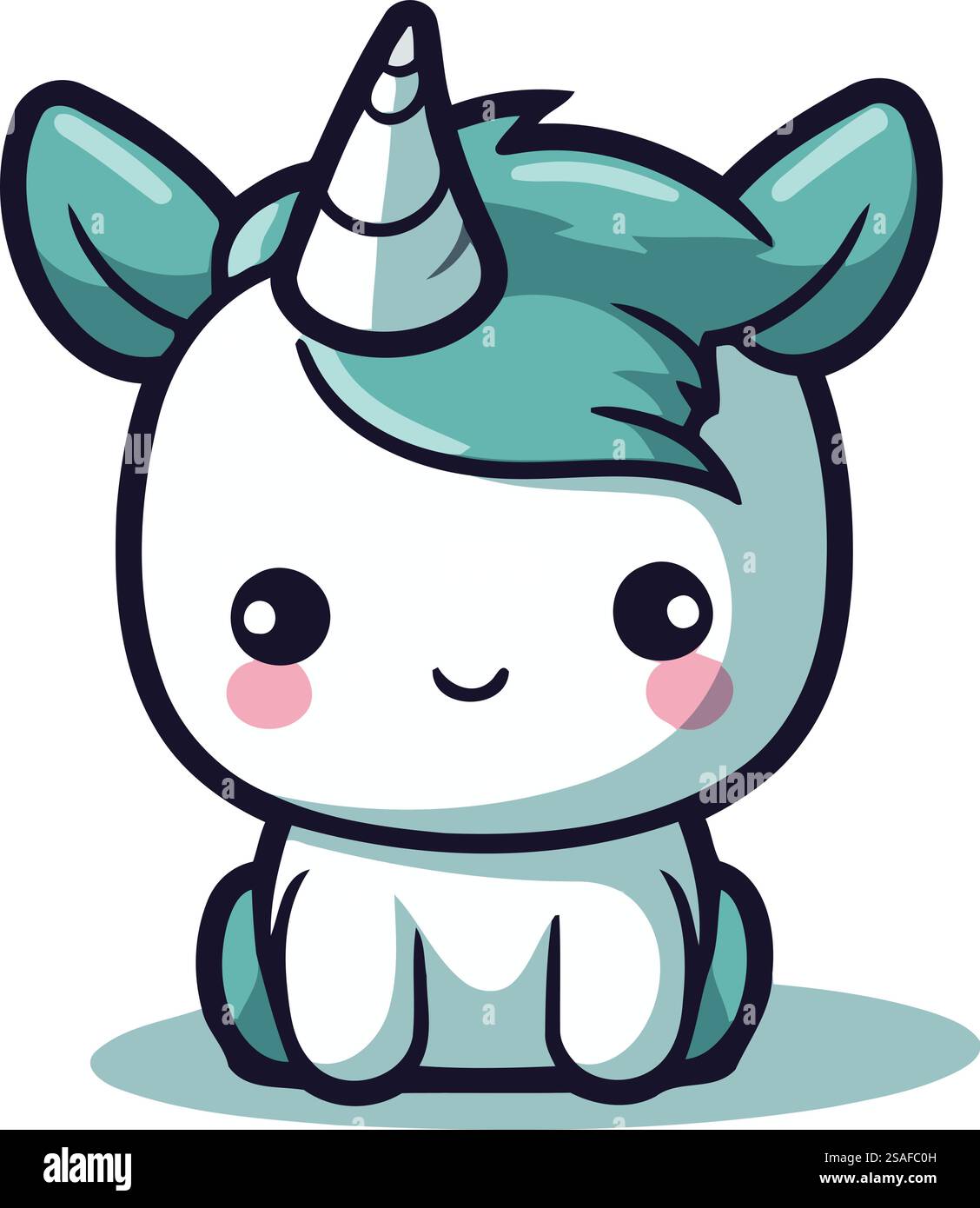 Mignon personnage de mascotte de licorne. Illustration vectorielle isolée sur fond blanc Illustration de Vecteur
